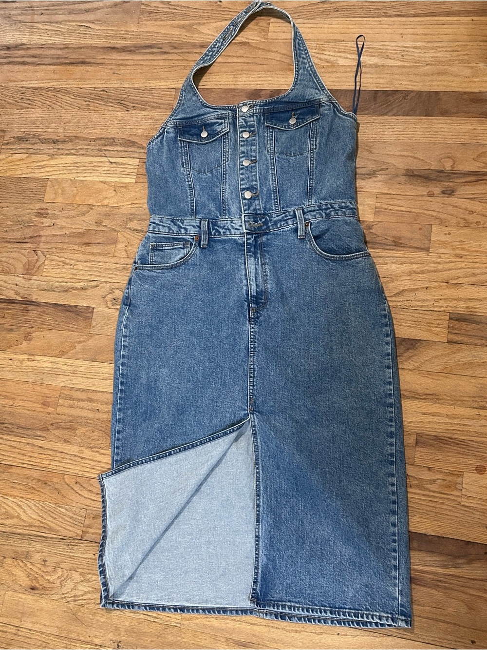 Universal Thread Blue Denim Halter Midi Dress